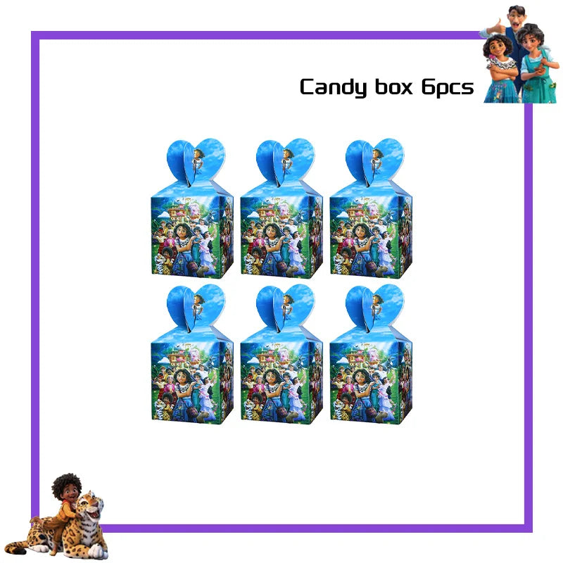 Encanto Birthday Party Decoration Balloon For Kids Event Supplies Tableware Set Plates Cups Napkins Cake Toppers Candy Box