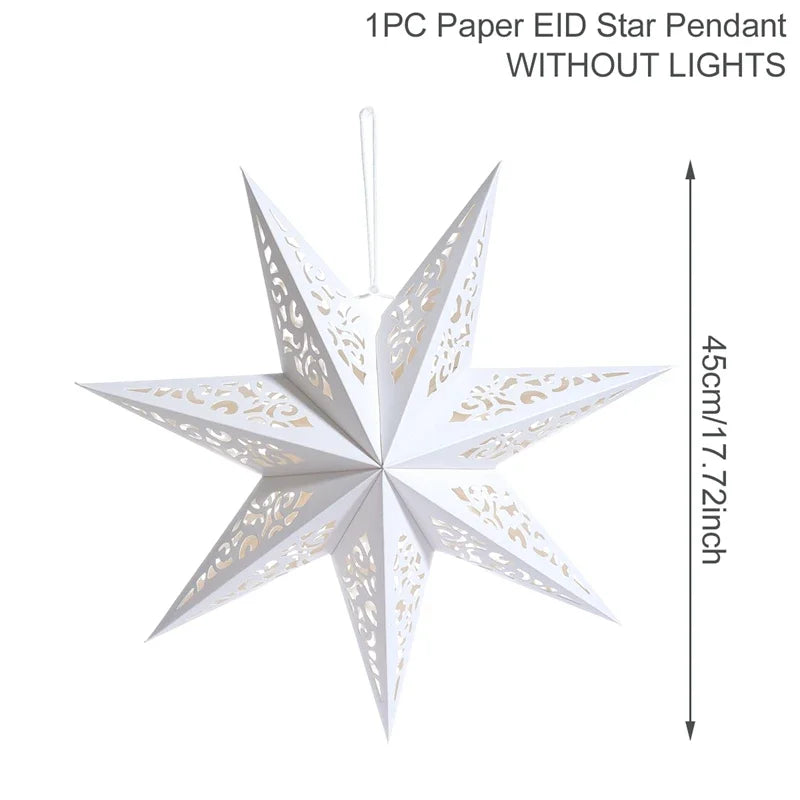 Hollow Star Hanging Pendants Ramadan Decorations 2025 for Home Ramadan Islamic Muslim Party Gifts Eid Mubarak Home Decorations