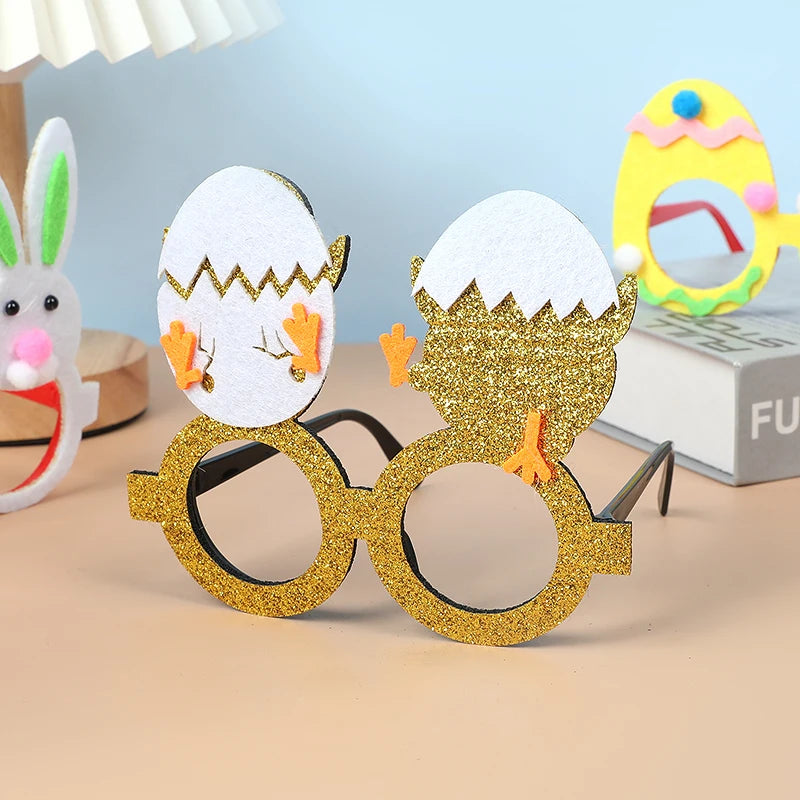 Kids Easter Party Bunny Egg Glasses Frame Photo Booth Props 2025 Happy Easter Party Decoration Kids Birthday Favors Supplies