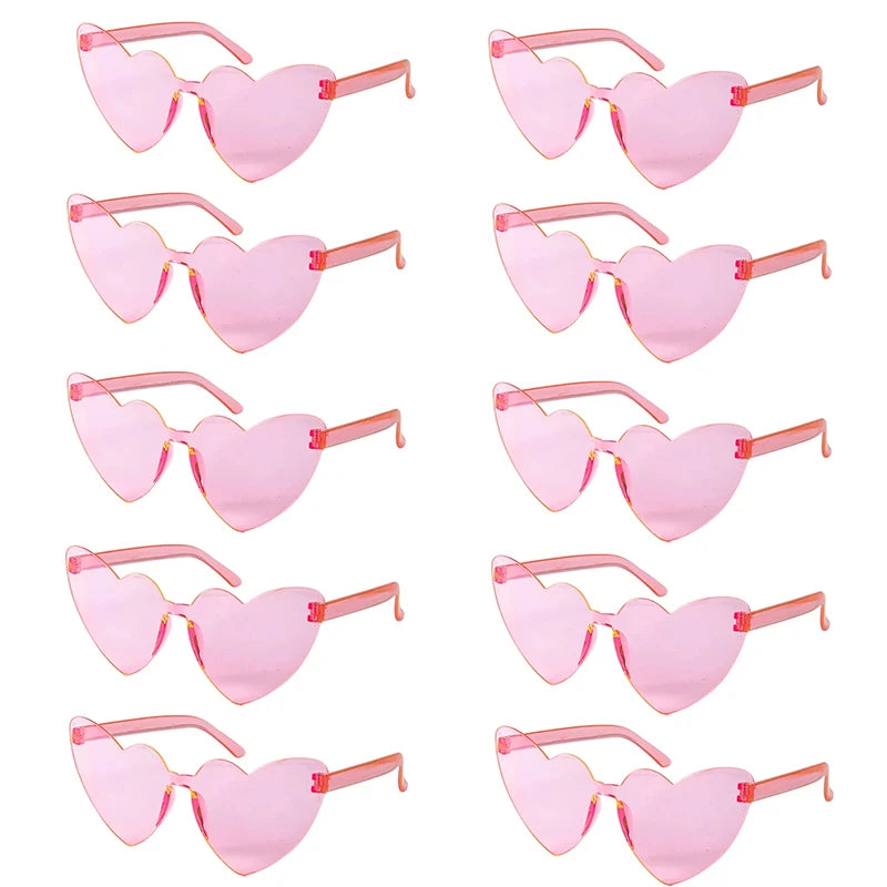 10pcs Bachelorette Party Sunglasses Black White Pink Square Heart Shape Glasses Bride and Groom Photo Glasses Bridal Shower Deco
