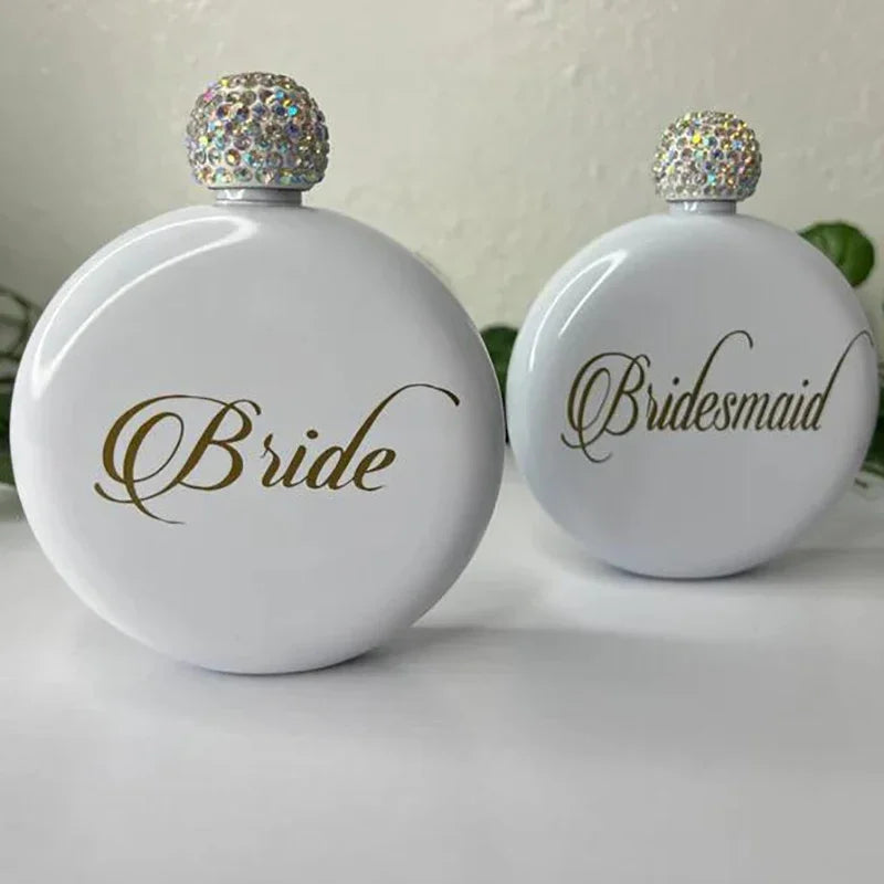 Bride Bridesmaid maid of honor Flask wedding engagement bridal shower Bachelorette hen Party girls night weekend Proposal Gift