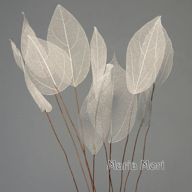 Home Decoration Lucency Leaves Natural Leaf Vein Immortal Artificial Flowers Wedding Table Decoration Wire Stem