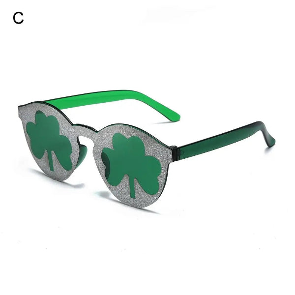 1pc St. Patrick's Day Irish Shamrock Sunglasses Green Four Leaf Clover Leprechaun Costume Glasses Party DIY Decor Supplies