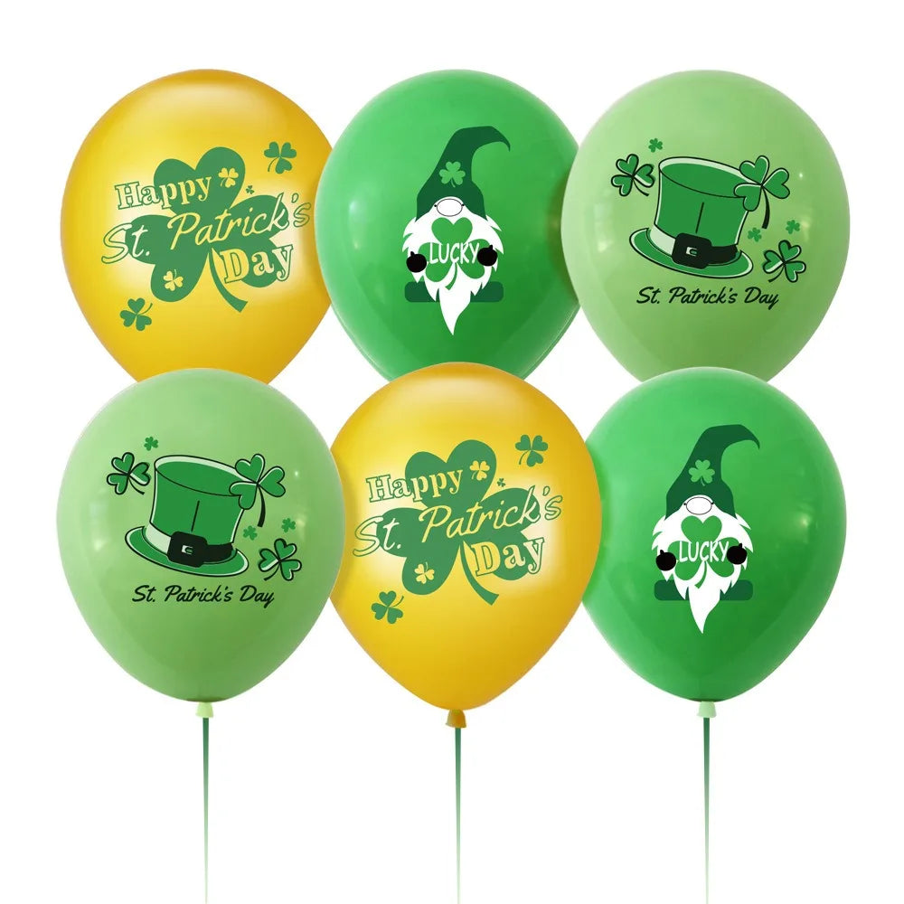10Pcs Green St. Patrick's Day Balloons Latex Ballons St. Patrick’s Day Theme Party Decorations Irish Festival Party Air Globos
