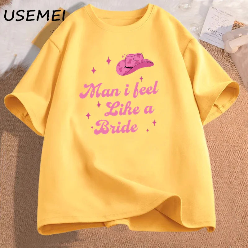 I Feel Like A Bride Lets Go Girls Women's Tee Shirt Nashville Bachelorette Party T Shirt Women Cotton Short Sleeve Tees
