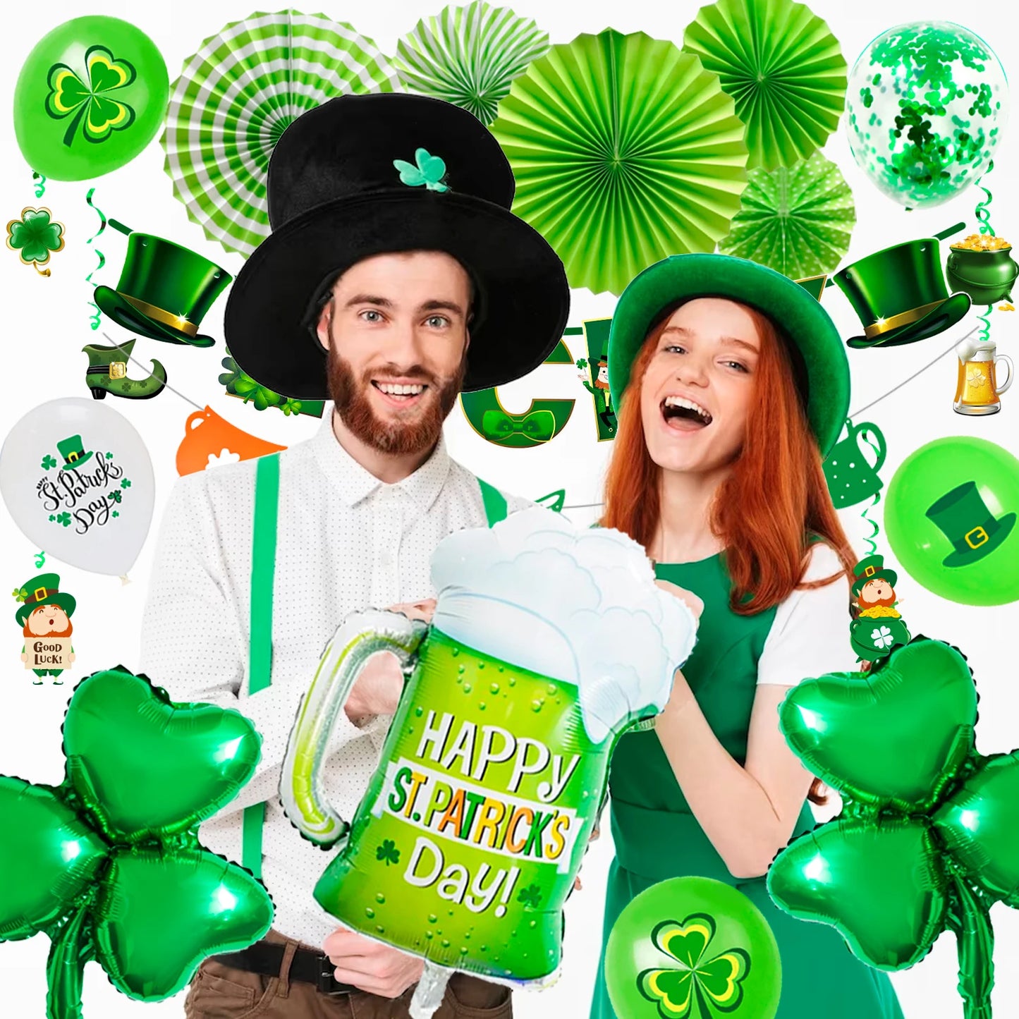 St Patricks Day Decorations, St Patrick's Day Party Decorations Set-St. Patrick's Day Balloon,Shamrock Banner Balloons