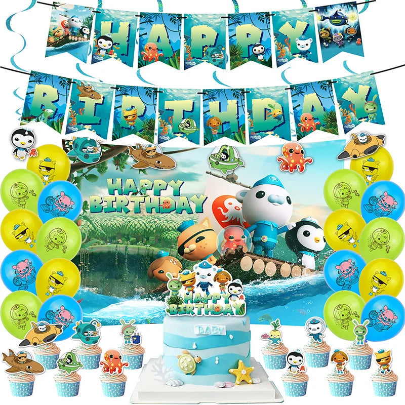 The Octonauts Birthday Party Decoration Disposable Paper Plate Ocean Captain Pirate Penguin Kids Barnacles Peso Suppies Balloons