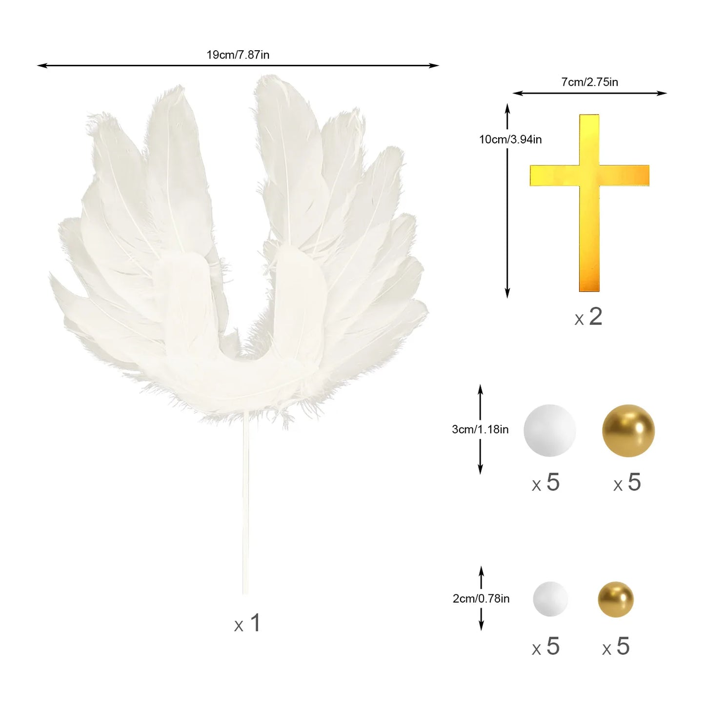 White Feathers Cake Decoration Baptism Cake and Angel Cake Decoration Cross Decoration Baptism Party Favors Baptism Party