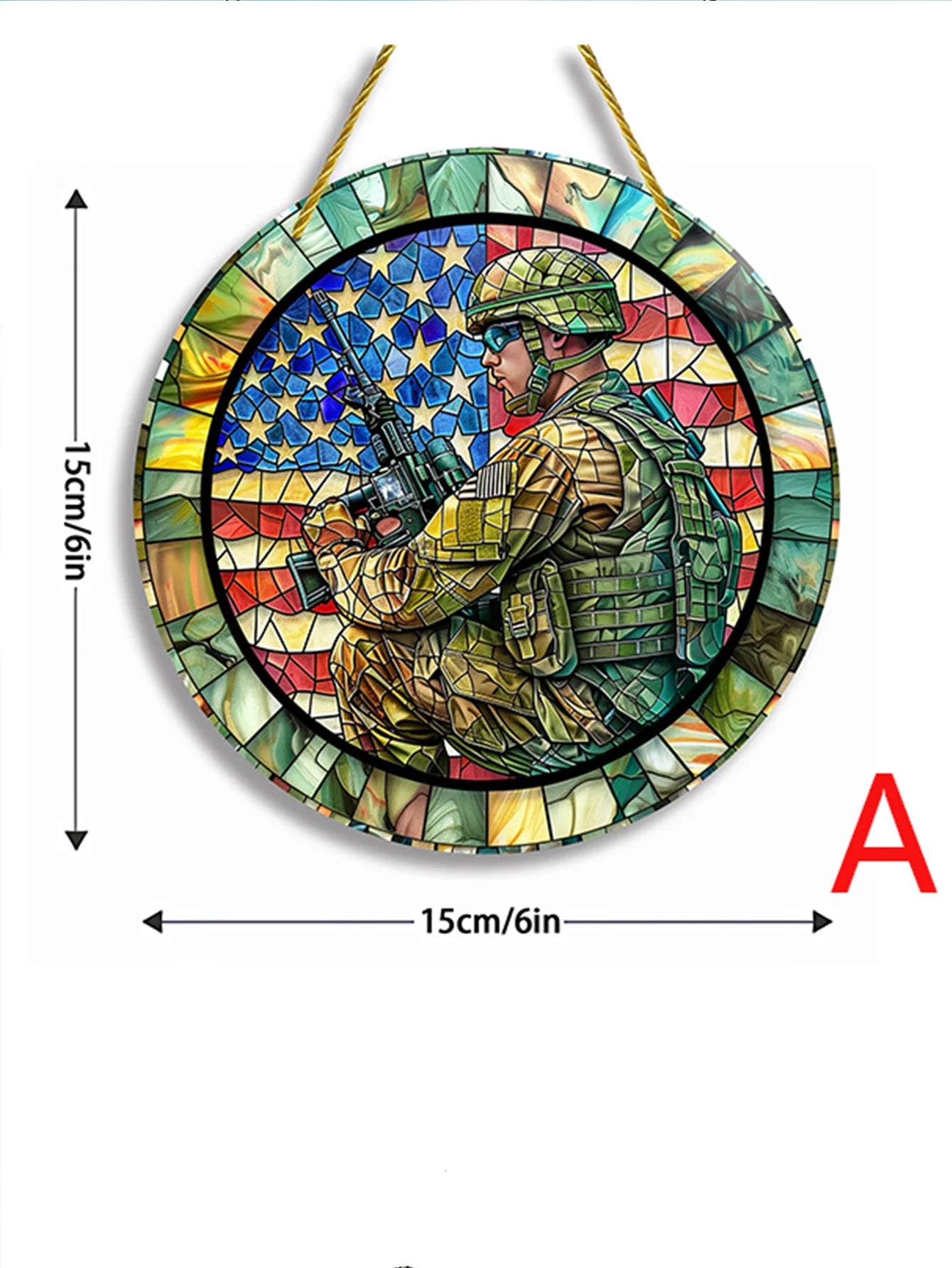 1pc Soldier Painted Window Hanging Decorations, Patriotic Wreath Signs, Home Garden Decor, Independence Day Gifts