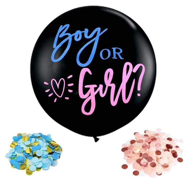 36inch Latex Balloon Black Boy Or Girl Gender Reveal Balloons With Confetti for Baby Shower Birthday Party Decor Globos Supplies