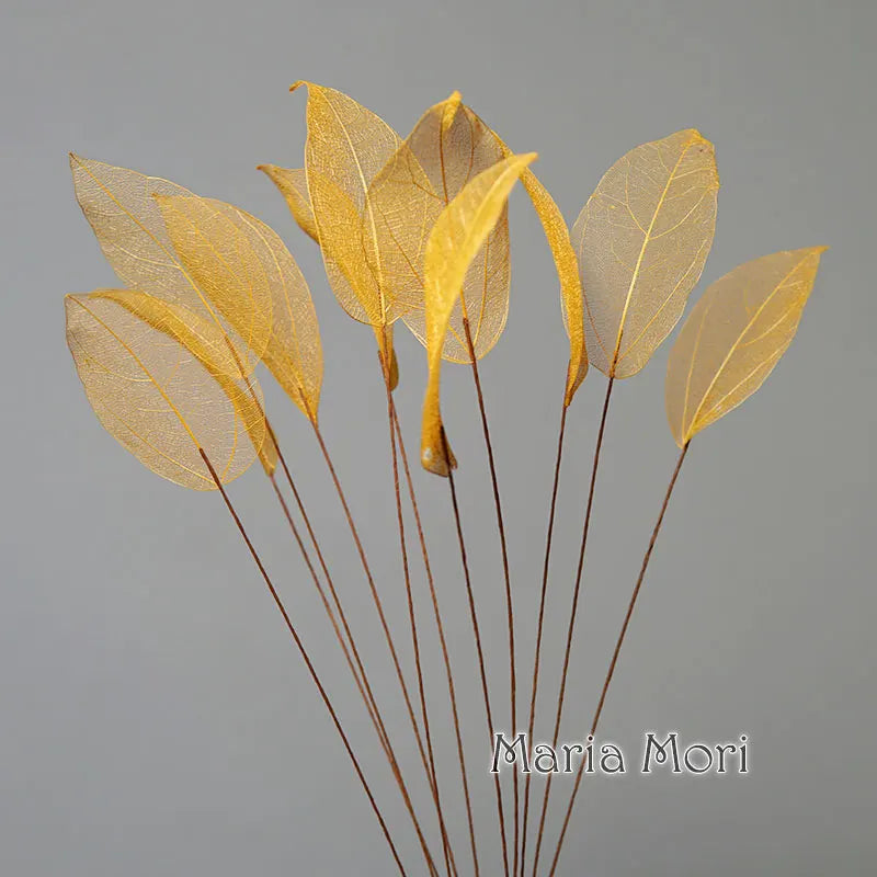 Home Decoration Lucency Leaves Natural Leaf Vein Immortal Artificial Flowers Wedding Table Decoration Wire Stem