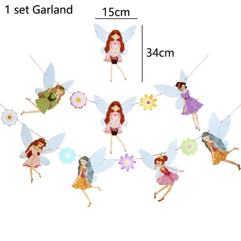 Pink Fairy Party Disposable Tableware Fairy Birthday Party Supplies Plate Cup Napkin Tablecloth Flower Fairies Birthday Decors