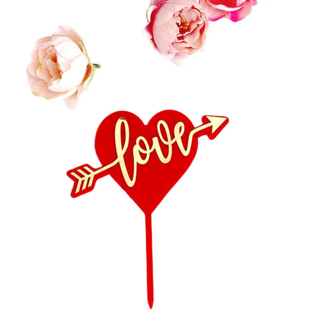 Big Red Love Wedding & Engagement Party Cake Toppers Acrylic Love Valentine's Day Cake Topper for Wedding Party Cake Decorations