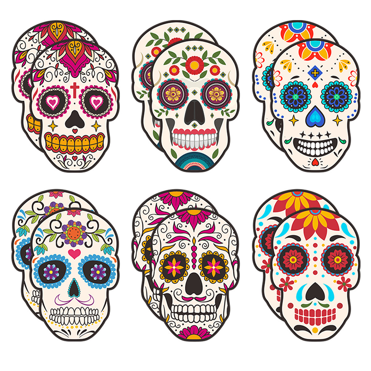 24Pcs Skull Disposable Paper Drinking Cocktail Juice Wine Straw Tableware for Mexican Day of The Dead Halloween Party Decoration