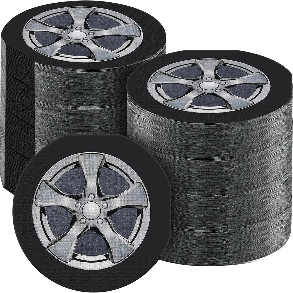 Tire Napkins Race Car Napkin Wheel Paper Napkin Car Party Decor Race Car Party Supplies for Birthday Baby Shower Birthday Party