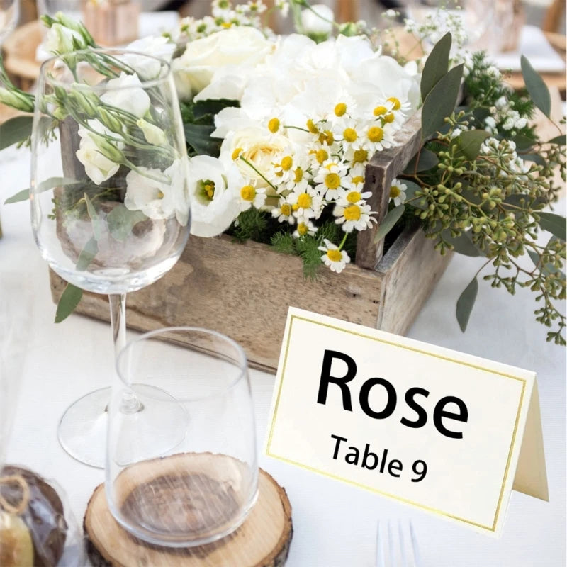 Pack of 50PCS Elegant Gold Bordered Blank Place Cards Name Cards for Weddings, Banquets, Dinners, Parties and Festivals