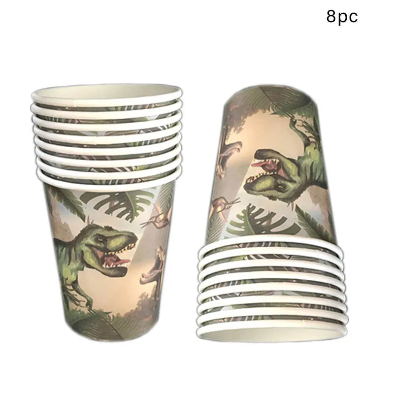 Dinosaur Theme Party Disposable Tableware Cretaceous Dinosaur Paper Plates Napkins Cups Boys Happy Dino Birthday Party Supplies
