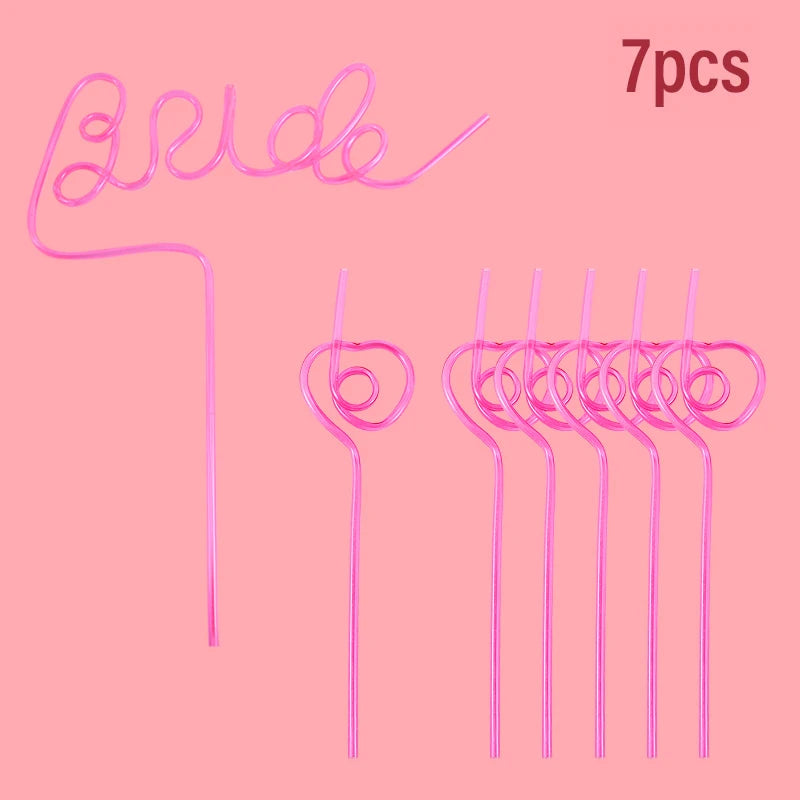 1set Bridal Shower Straws Love Heart Drinking Straw Bride To Be Wedding Decoration Bachelorette Hen Party Supply Team Bride Gift