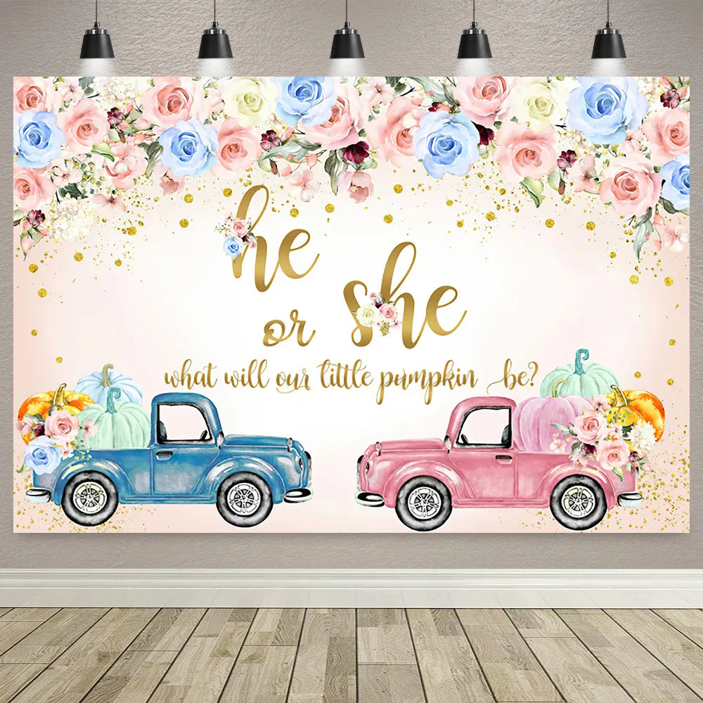 Boy Or Girl Gender Reveal Decorations Blue Or Pink Polka Dot Balloons Party Backdrop Gender Reveal Background Banner Supplies
