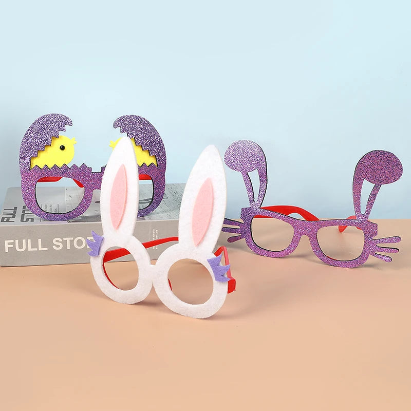 Kids Easter Party Bunny Egg Glasses Frame Photo Booth Props 2025 Happy Easter Party Decoration Kids Birthday Favors Supplies