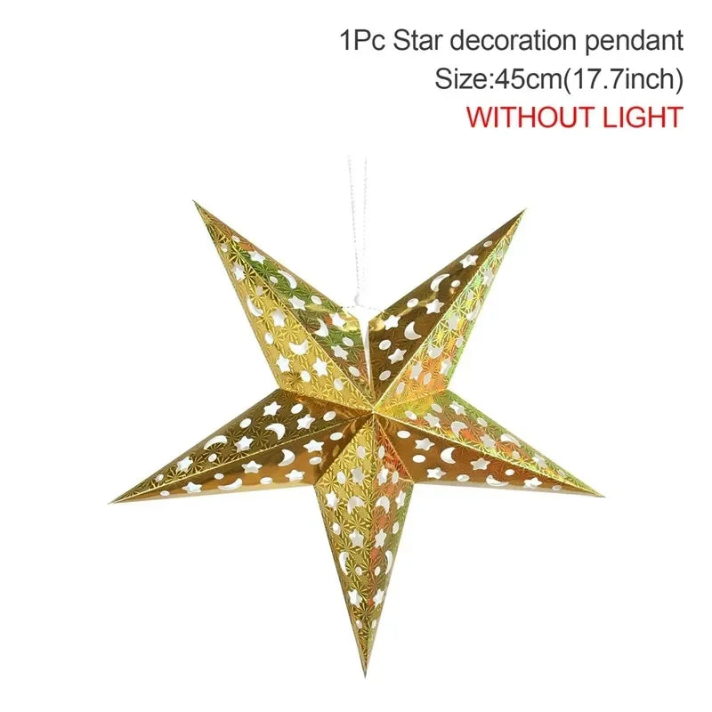 Hollow Star Hanging Pendants Ramadan Decorations 2025 for Home Ramadan Islamic Muslim Party Gifts Eid Mubarak Home Decorations