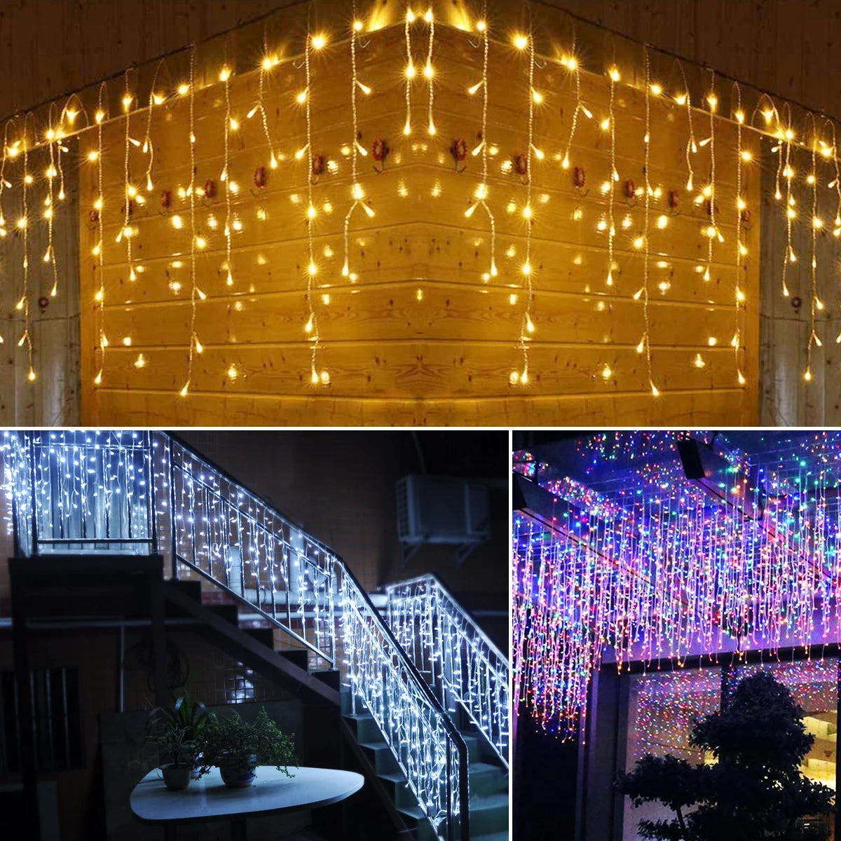 Curtain Icicle Light Indoor Outdoor Eaves Decor String Lights Garden Party Yard Christmas Decoration holiday Garlands 5m