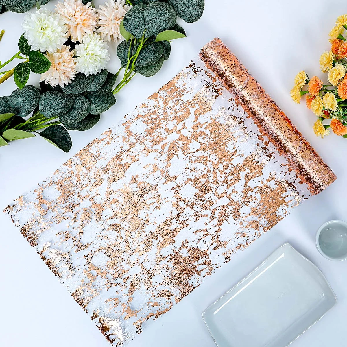 Sparkle Metallic Gold Table Runner Sequin Glitter Foil Mesh Roll Tablecloth for Wedding Event Birthday Baptism Baby Shower Decor