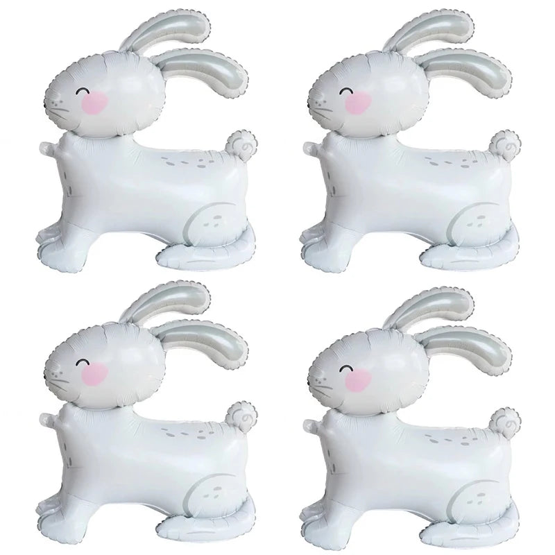 4pcs 4D Standing Rabbit Balloon Cute Cartoon Animal Foil Ballon Wedding Happy Birthday Party Decoration Kids Toys Baby Shower