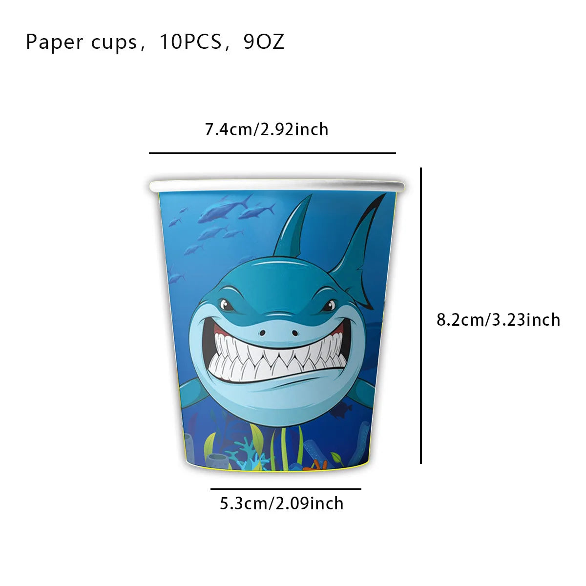 Shark Party Supplies Shark Birthday Tableware Shark Baby Shower Paper Cups Plates Napkins Ocean Shark Theme Party Decorations