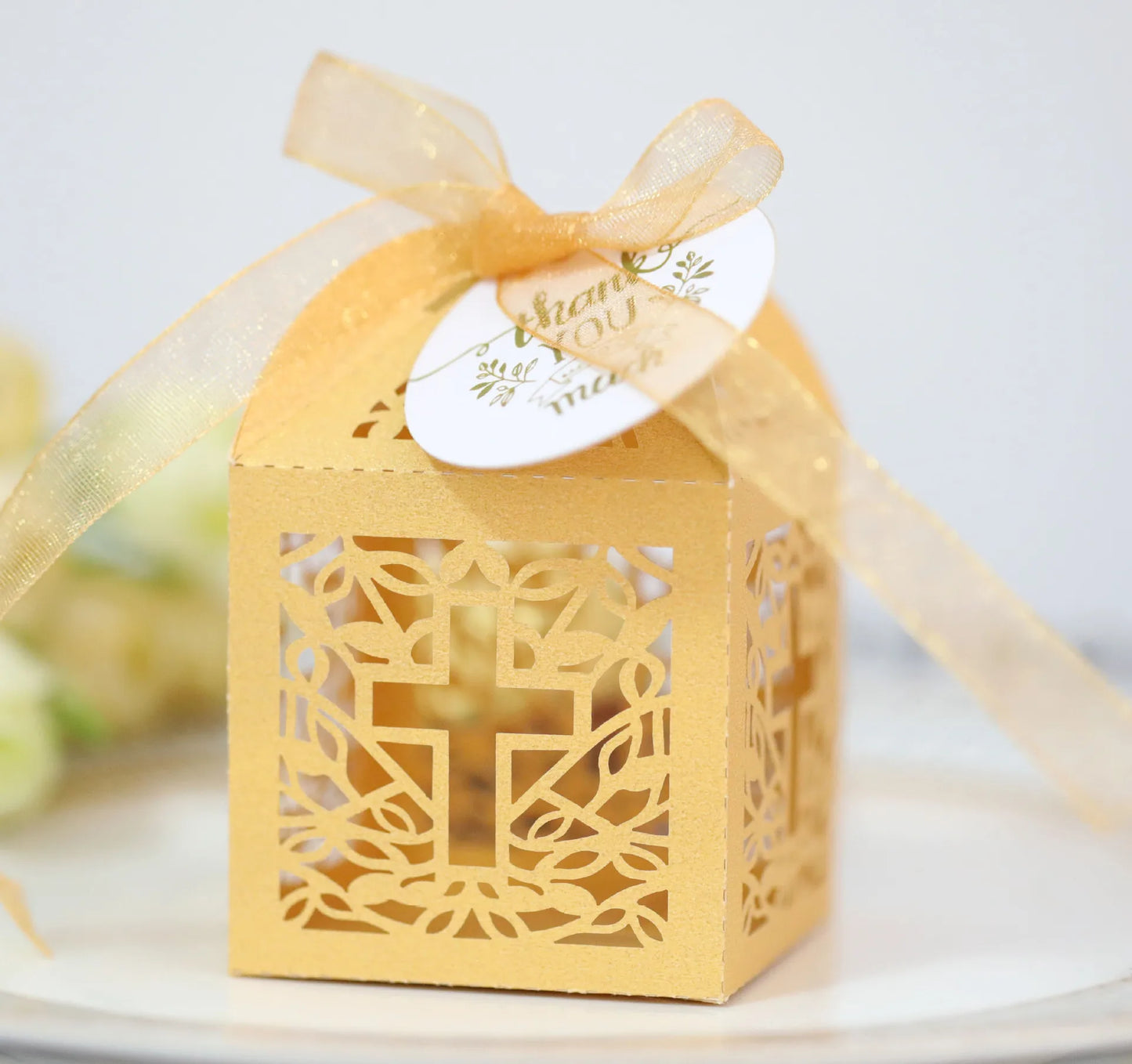 10pcs Crossing Candy Dragee Boxes Angel Gift Box Baby Shower Baptism Birthday First Communion Christening Wedding Decor