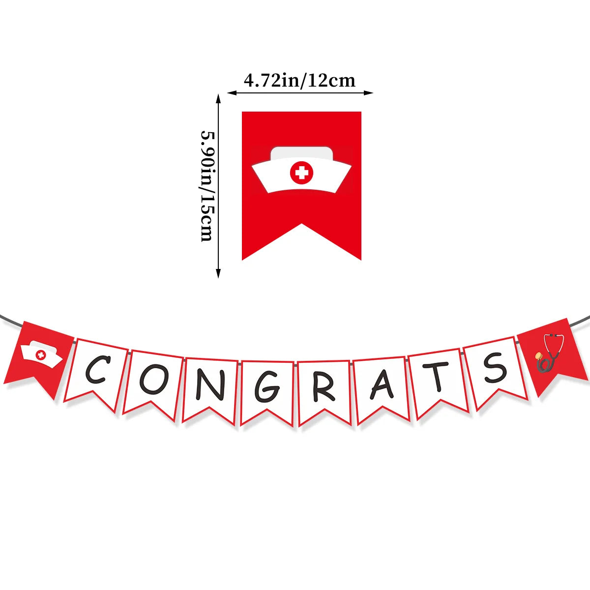 Doctor Nurse Graduation Theme CONGRATS Banners Cupcake Topper Balloon for Happy Nurse's Day Graduated Party Photo Props Decor
