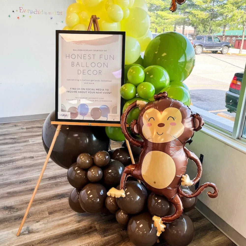 Monkey Party Supplies George Birthday Decorations Monkey Paper Plates Straw for Dinner Monkey Balloon Cake Decor