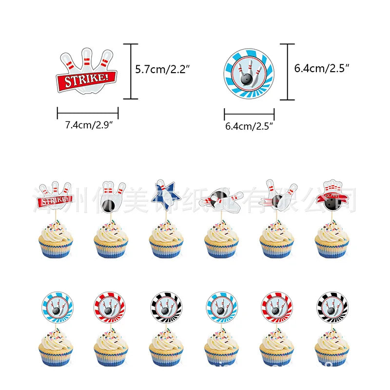 1set Bowling Themed Party Balloons Bowling Ball Birthday Banner Cake Topper For Baby Shower Boys Birthday Party Decor Supply