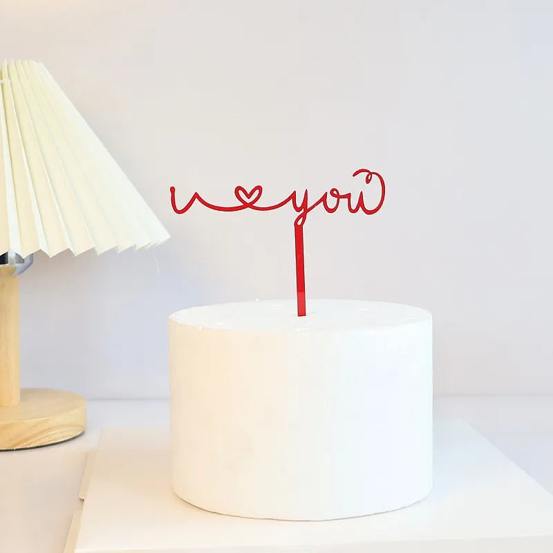 Big Red Love Wedding & Engagement Party Cake Toppers Acrylic Love Valentine's Day Cake Topper for Wedding Party Cake Decorations