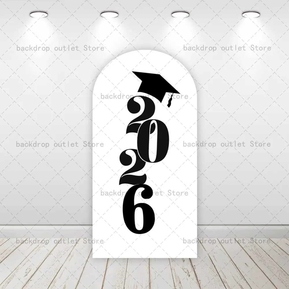 Mehofond Graduation Season Arch Cover Background 2026 Black Bachelor Hat School Student Congratulation Party Decor Backdrop