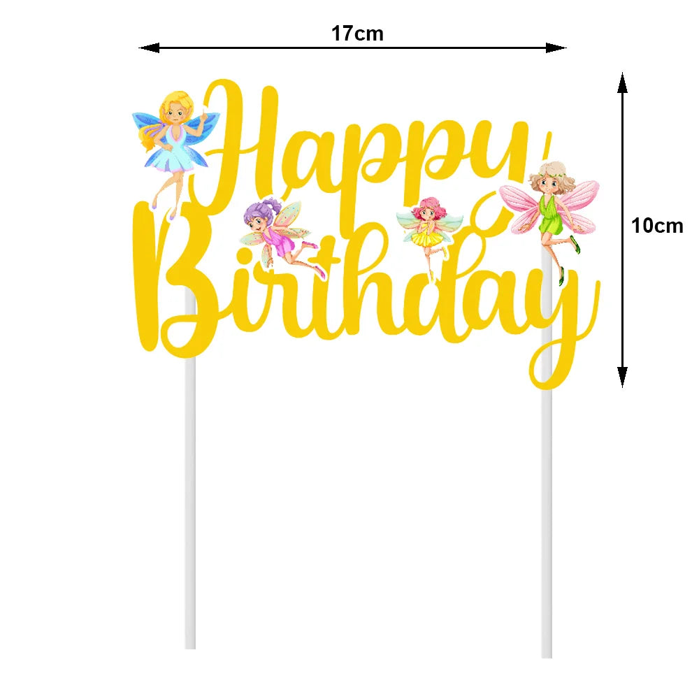 Pink Fairy Party Disposable Tableware Fairy Birthday Party Supplies Plate Cup Napkin Tablecloth Flower Fairies Birthday Decors