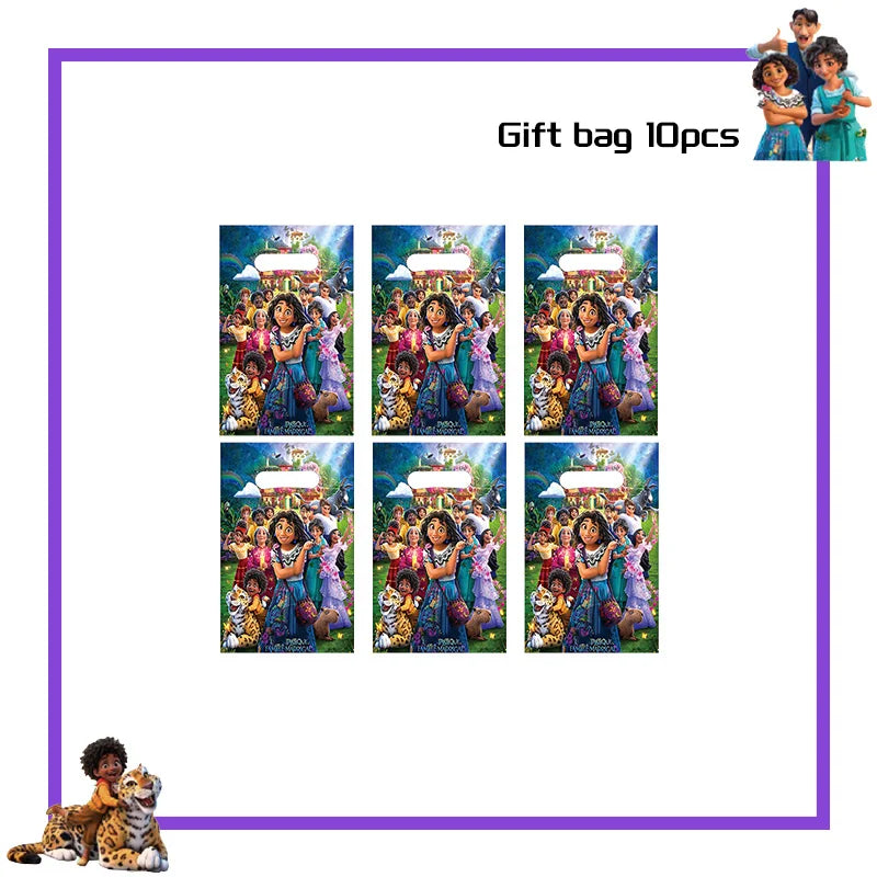 Encanto Birthday Party Decoration Balloon For Kids Event Supplies Tableware Set Plates Cups Napkins Cake Toppers Candy Box
