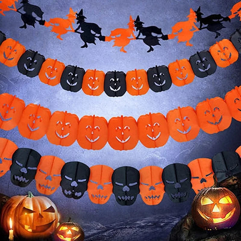 New 3M Halloween Terror Hanging Garland Bunting Bat Vampire Pumpkin Ghosts Spider Paper Banner Happy Party For Home Decorations