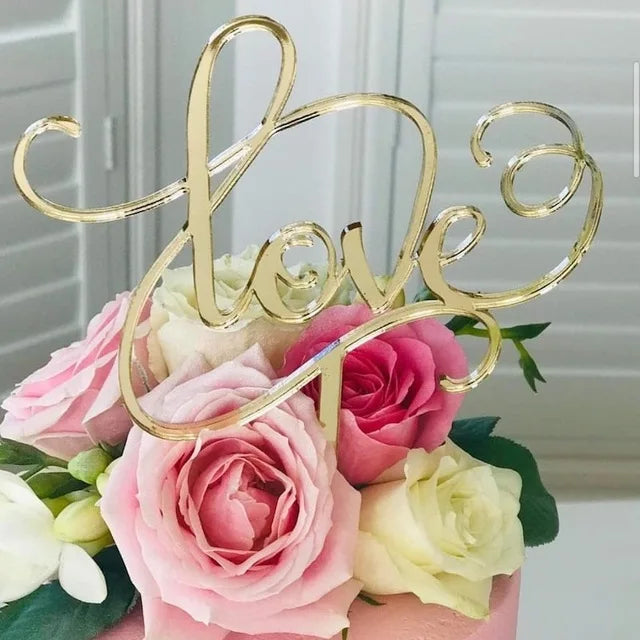 Big Red Love Wedding & Engagement Party Cake Toppers Acrylic Love Valentine's Day Cake Topper for Wedding Party Cake Decorations