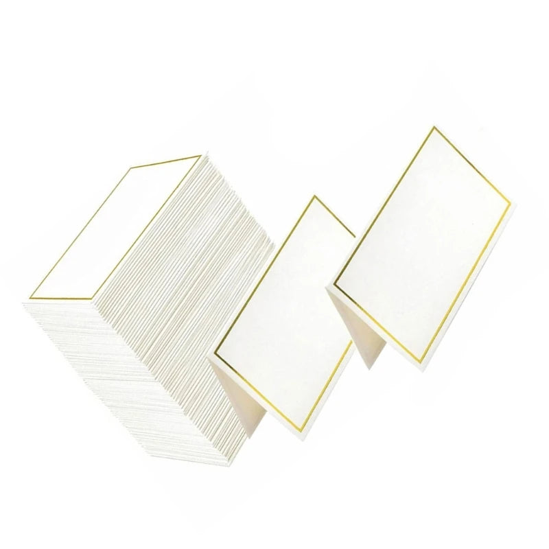 Pack of 50PCS Elegant Gold Bordered Blank Place Cards Name Cards for Weddings, Banquets, Dinners, Parties and Festivals