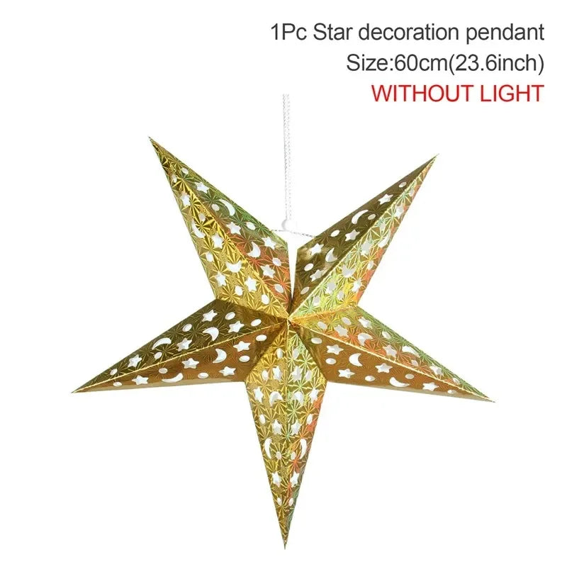 Hollow Star Hanging Pendants Ramadan Decorations 2025 for Home Ramadan Islamic Muslim Party Gifts Eid Mubarak Home Decorations