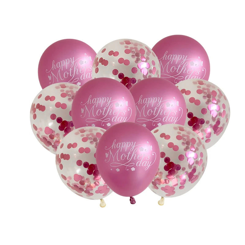 10pcs 12inch English Mother Father Foil Balloons Mother's Day Heart Shape Helium Love Globos Decor Mama Balloon Gifts Balaos