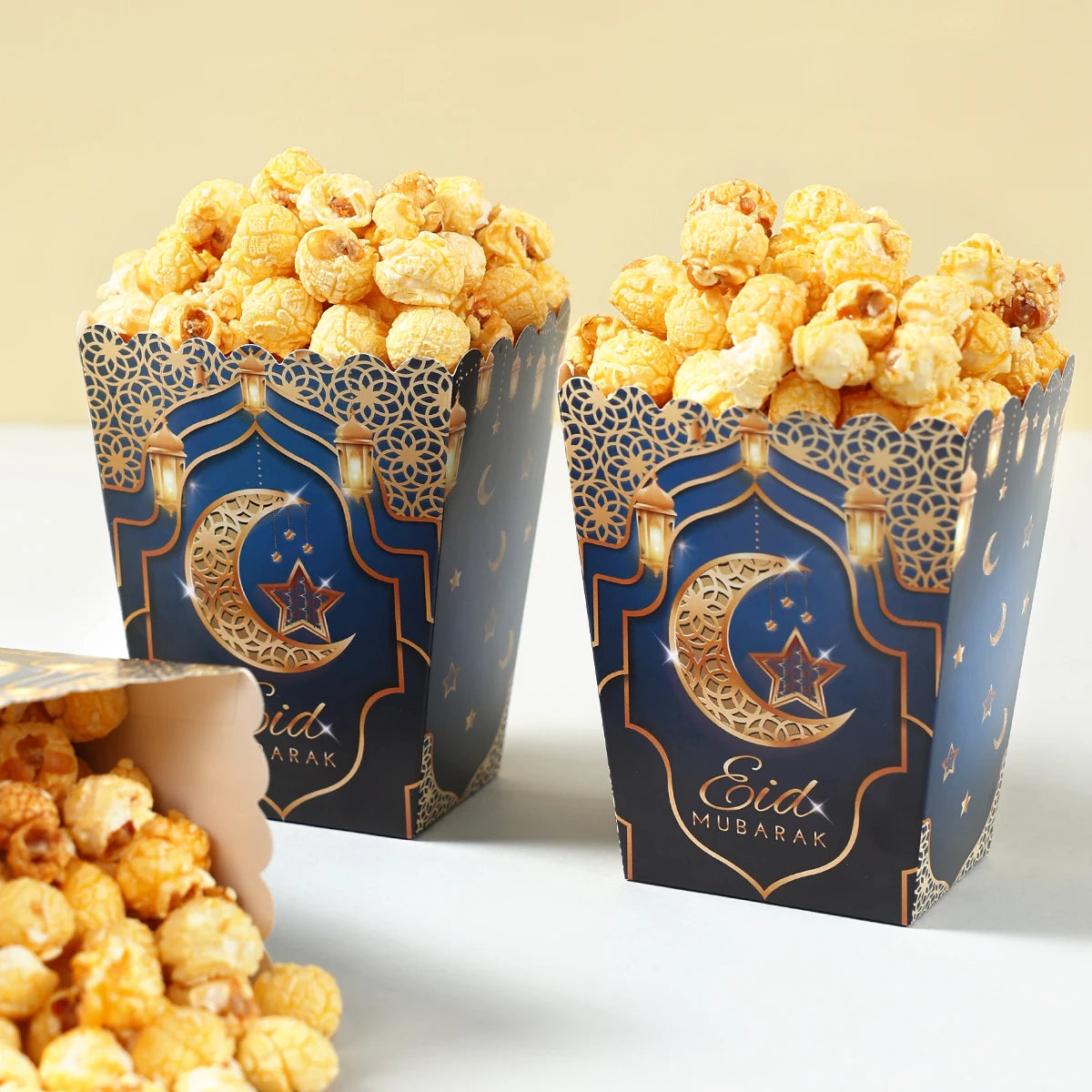 EID Mubarak Popcorn Box Biscuit Gift Box Ramadan Decoration 2025 For Home EID Mubarak Islamic Muslim Party Decor Eid al-Fitr