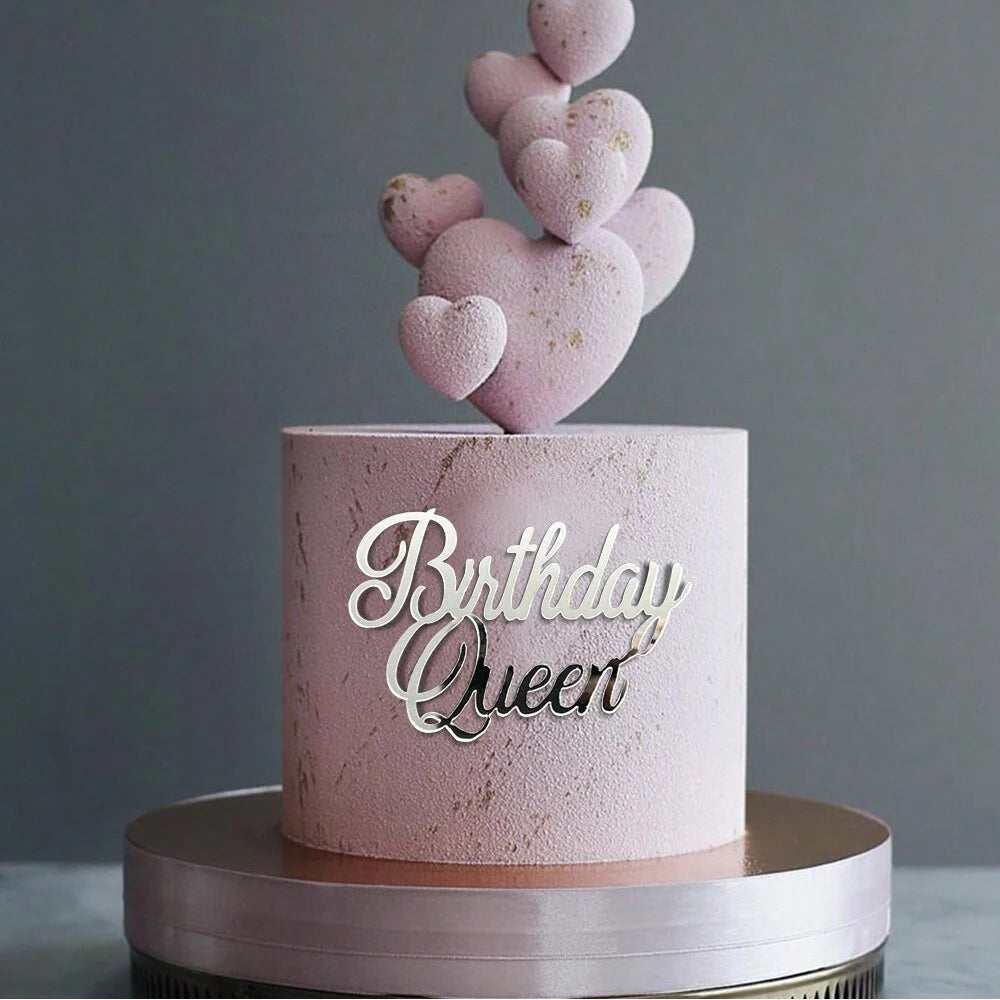 5pcs Happy Mother's Day Cake Toppers Acrylic Mirror Pink Cupcake Topper Heart Best MOM Party Cake Dessert Decorations