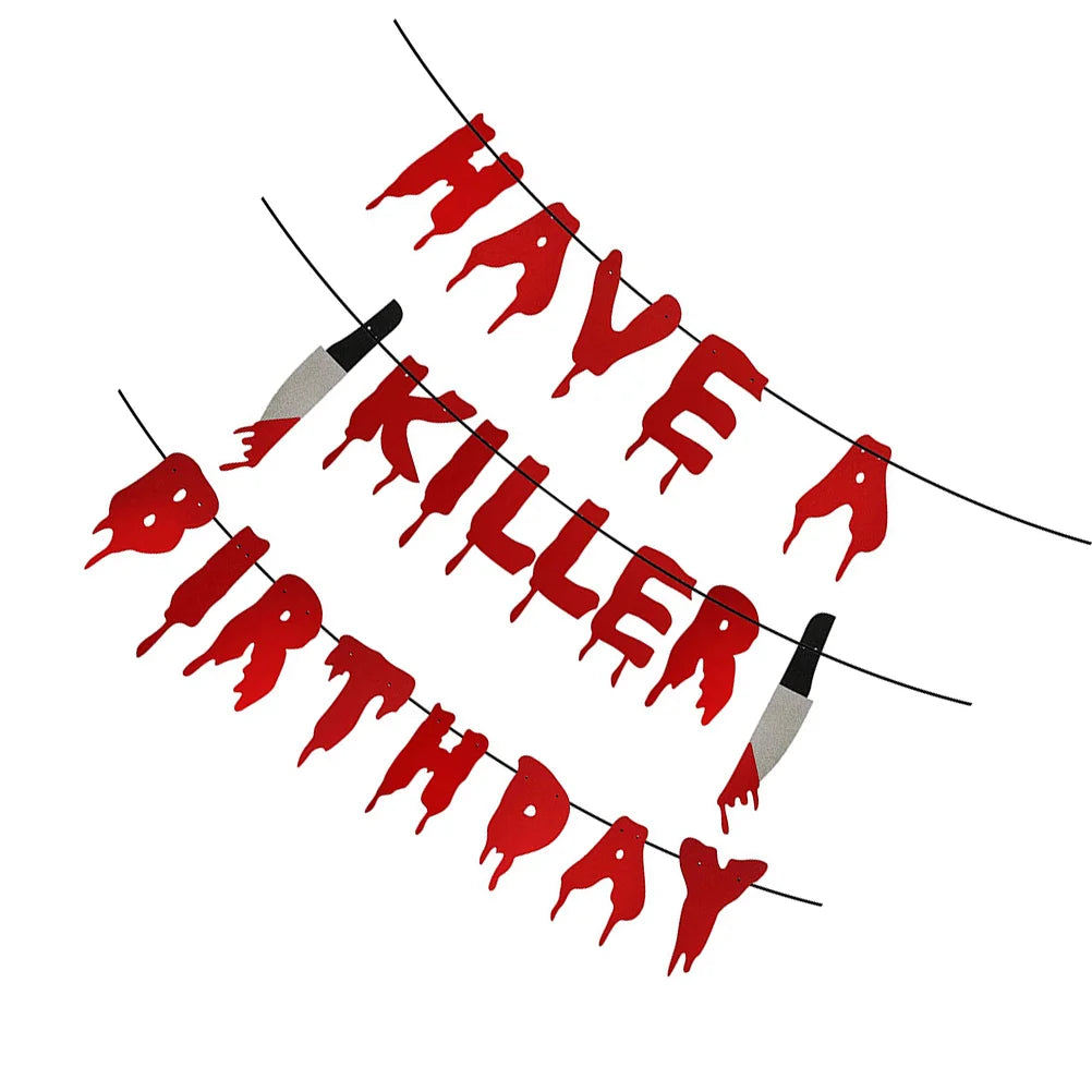 Halloween Banner Party Decoration Red Bloodknife Have Killer Birthday Supplies Horror for Paper