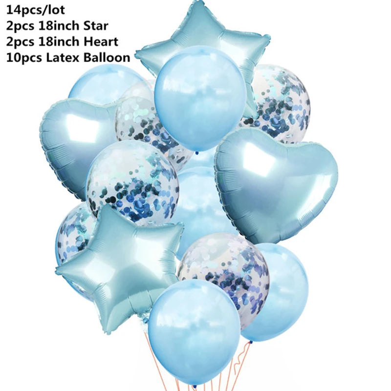 14pcs Rose Gold Mix Star Heart Confetti Latex Balloons Birthday Party Decorations Kids Adult Wedding Anniversary Globos Supplies