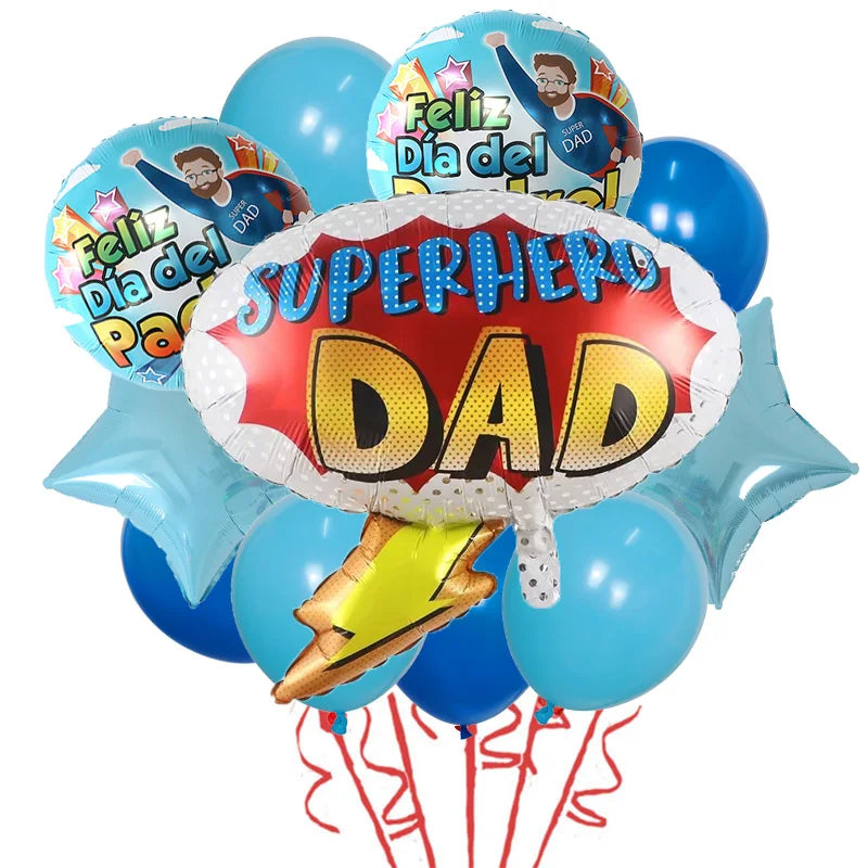 11pcs/Set Best DAD Trophy Spanish Happy Father's Day Foil Balloons English Mother's Day Party Decoration Latex Air Globos Gifts