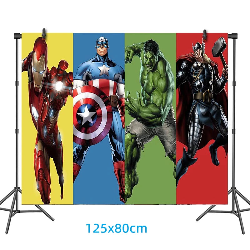 Avengers Superhero Birthday Party Decoration Balloon Cake Plate Paper Cup Box Gift Bag Background Banner 10 People Tableware Set