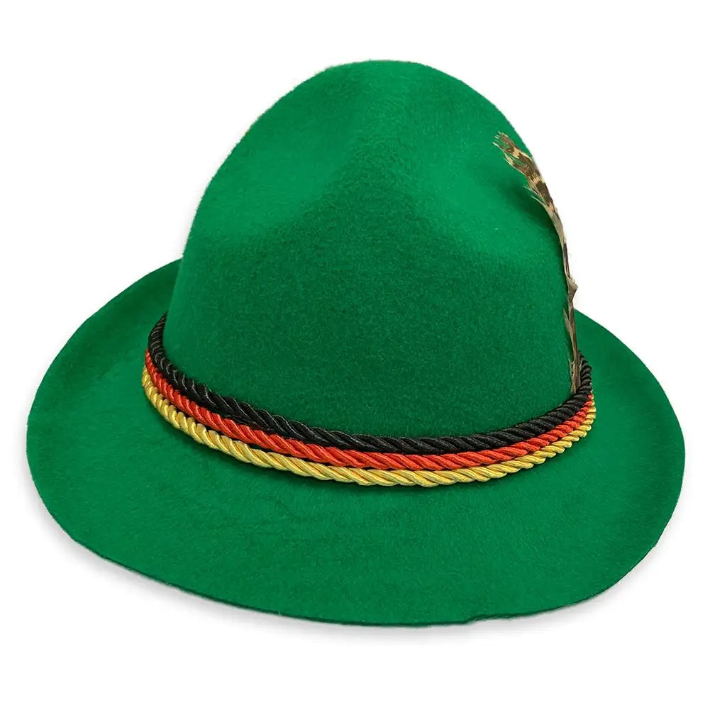 Traditional Oktoberfest Halloween Men Felt Hat German Alpine Cap Feather Decoration for Party Adult Neutral Costume Accessories