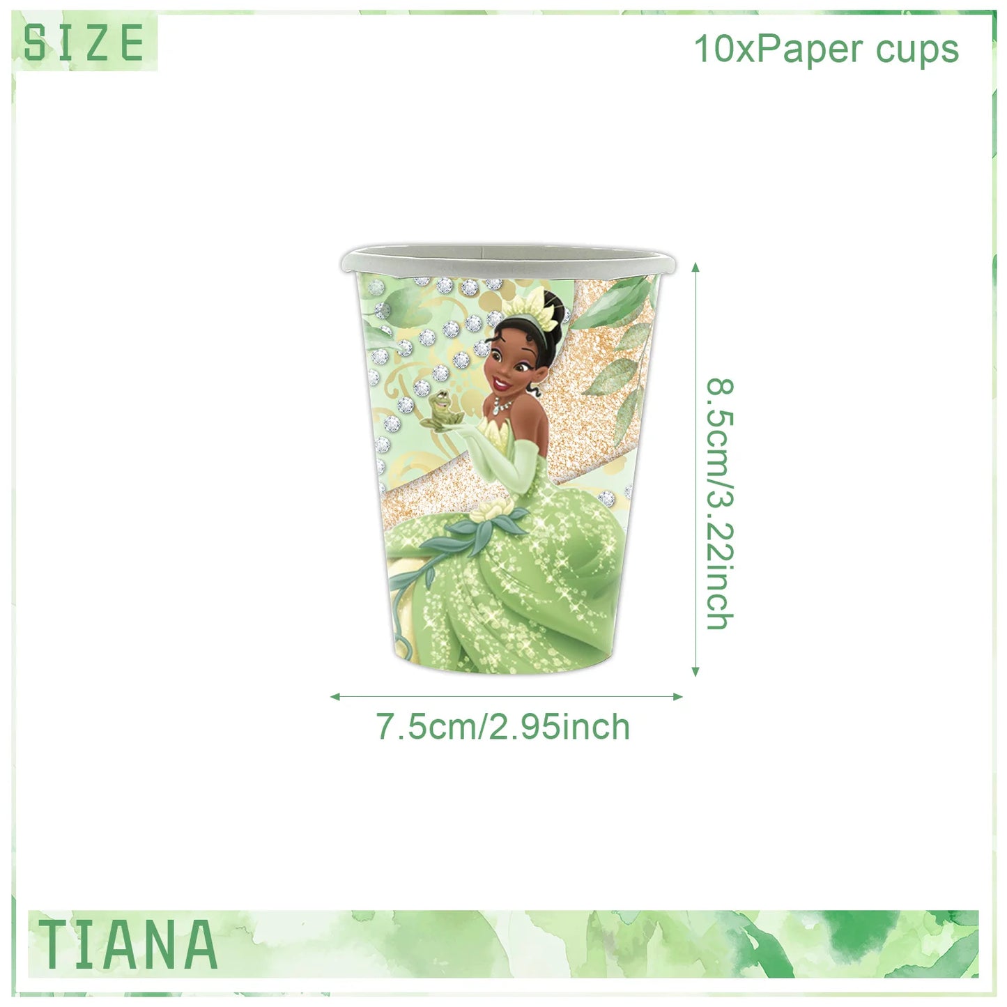 Tiana Birthday Party Supplies, Princess Tiana Tableware for Boys Girls Birthday Party Baby Shower Decorations